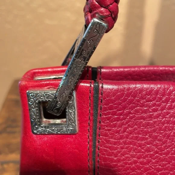 Brighton Vintage Red Leather Shoulder Bag with Matching Wallet EUC - Picture 4 of 12